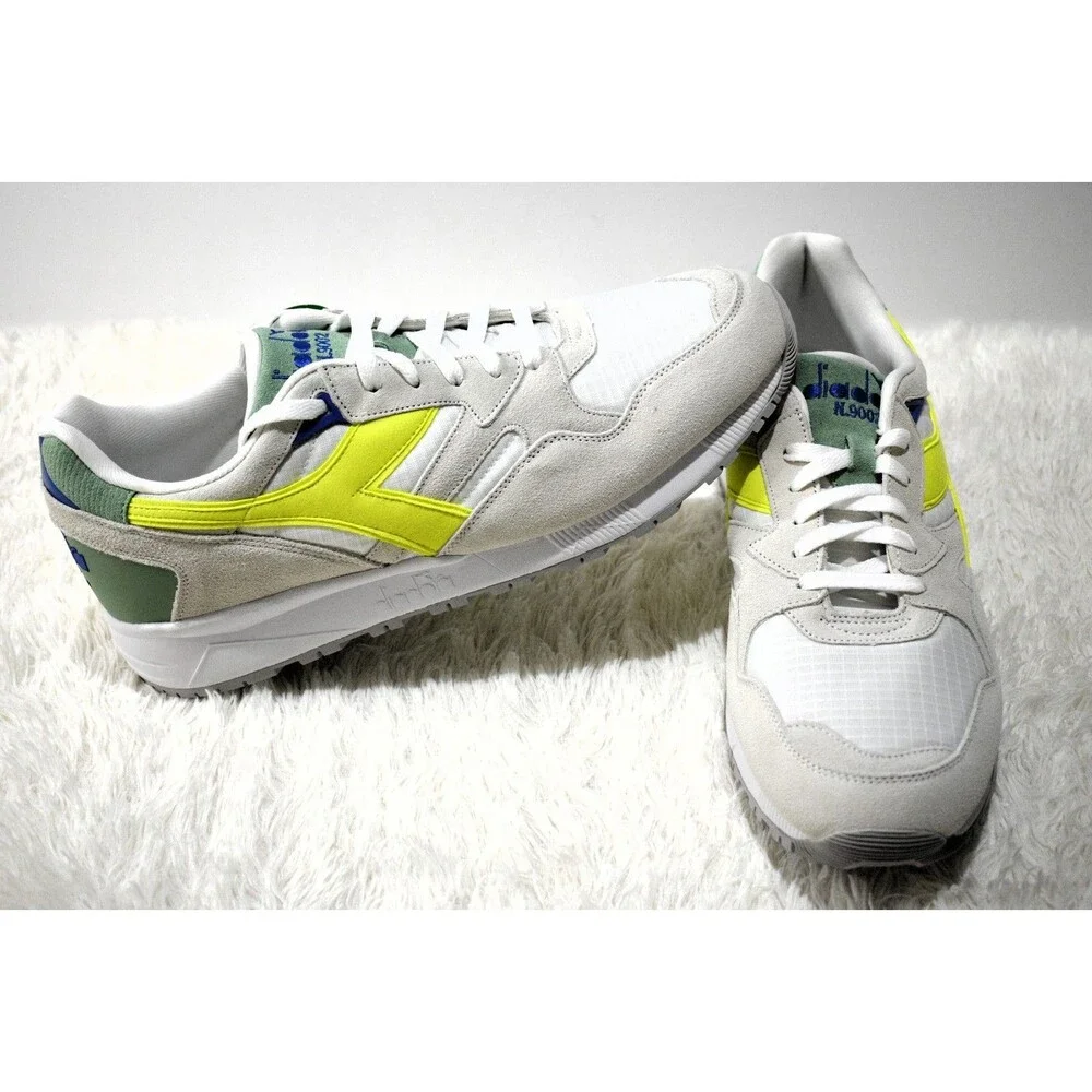 Diadora N92 Italian Vintage Running Sneakers White Yellow Green Blue Men’s 13